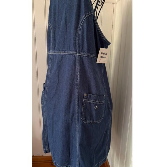 1990s Denim Mini Dress | Vintage Cross Back Light Jean Dress - Picture 4 of 5